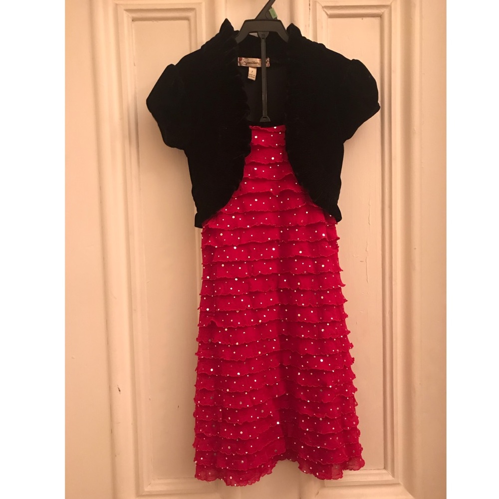 Girls Black & Red Holiday Dress